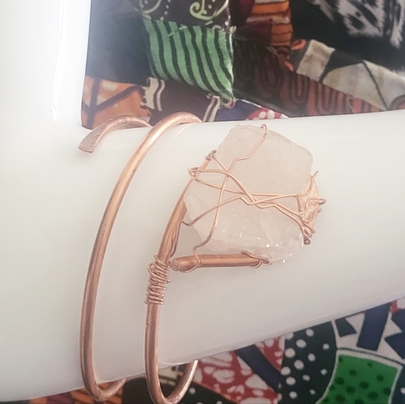 Handmade African totebag and adjustable bracelet, rosequarts - Picture 3 of 6